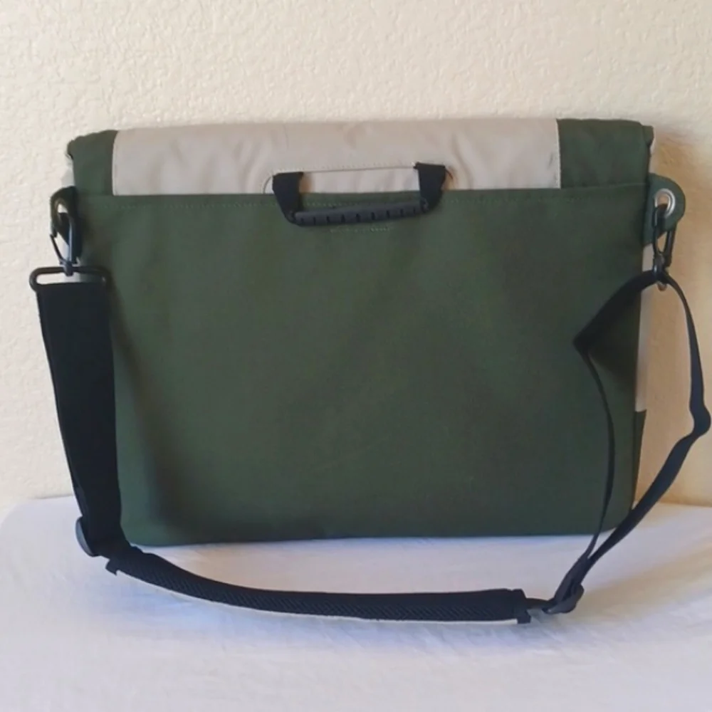 Lowepro Slim Factor Laptop Messenger Shoulder Bag Green Gray & Orange Large EUC